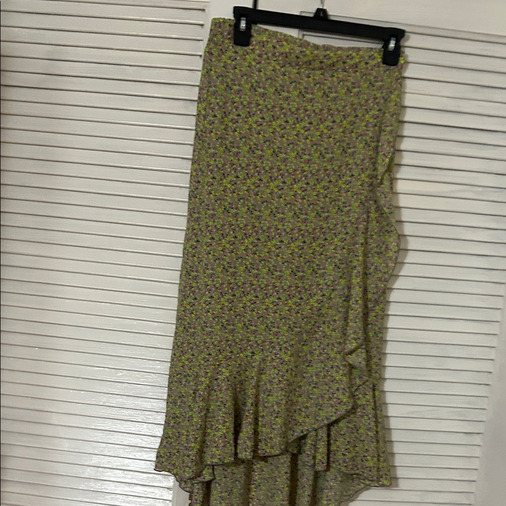 Floral Asymmetrical Ruffle Skirt